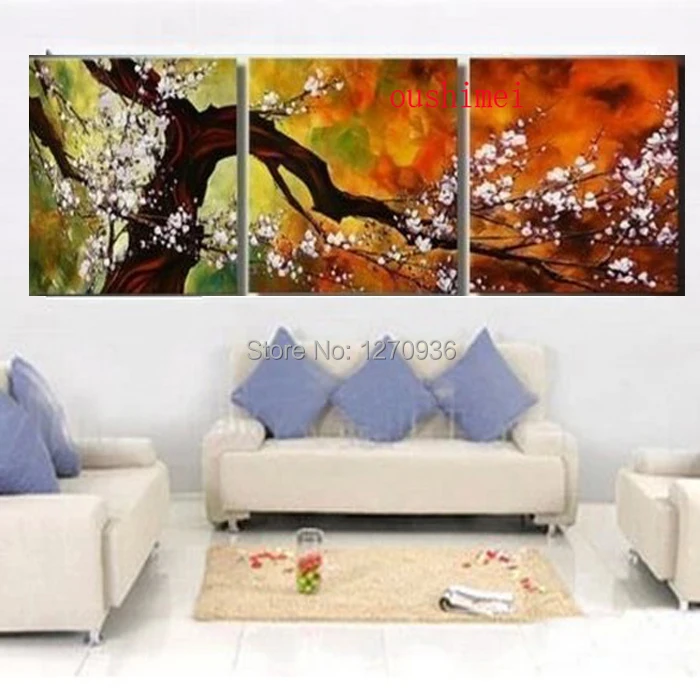 Hand Painted Oil Painting On Canvas Plum Blossom Tree Wall Art Pictures For Living Room Wall Decor Hang Paintings Craft