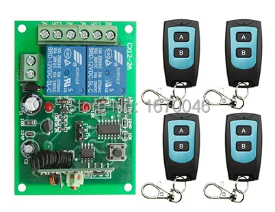 

Universal DC12V 2CH 10A Remote Control Switch Relay Output Radio Receiver Module and 4* Waterproof Transmitter Toggle Momentary