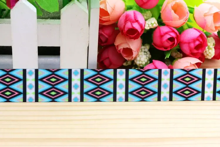 7/8''  aztec printed grosgrain ribbon hair bow headwear party decoration wholesale OEM 22mm H4943