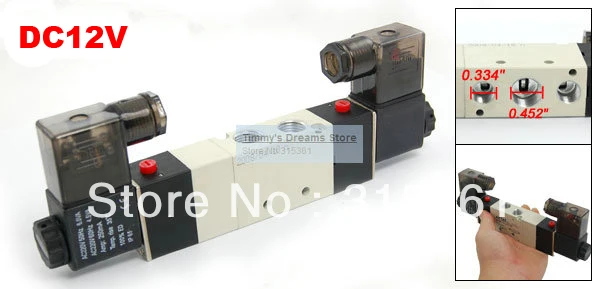 Free Shipping 1/4'' Ports 4V230C-08 DC 12V 3 Position 5 Way Air Solenoid Valve