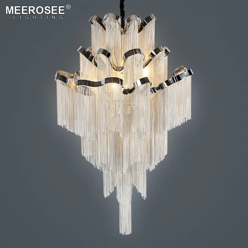 

French Empire Aluminum Chain Chandelier Light Fixture Lustre Hanging Suspension Lamp luminaria Chain Project Lighting