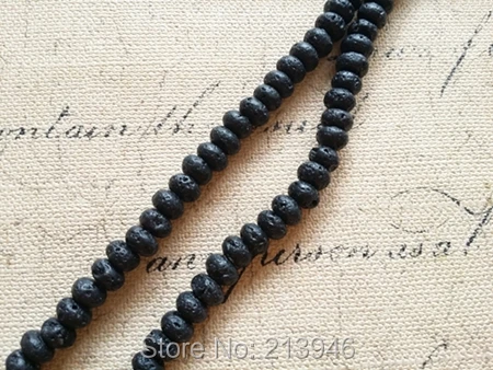 

8*5MM 140Pcs/Pack Oval Black Natural Lava Stone Loose Strand Jewelry Beads