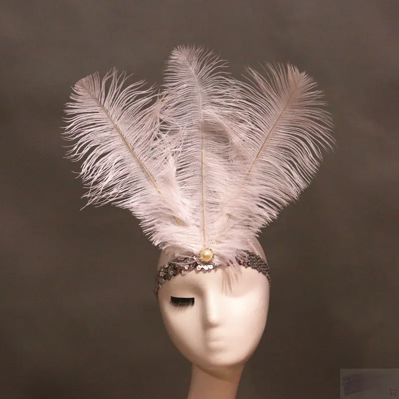 Halloween costumes cosplay stage fashion show carnival costume Latin American headdress Indian ostrich cosplay feather headpiece