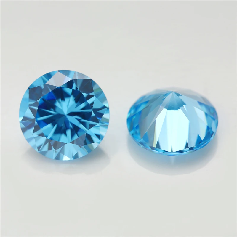 Size 1~3mm AAAAA Round European Machine Cut CZ Synthetic Gemstone Middle SeaBlue Cubic Zirconia Stone For Jewelry Making