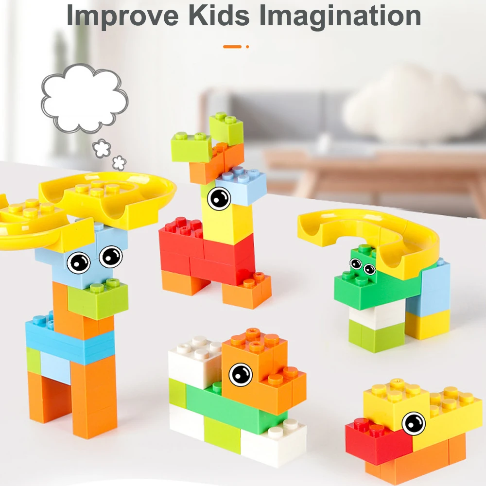 New Marble Race Run Block Small Size Building Construction Blocks Set Plastic Funnel Slide DIY Assembly Bricks Toys For Children