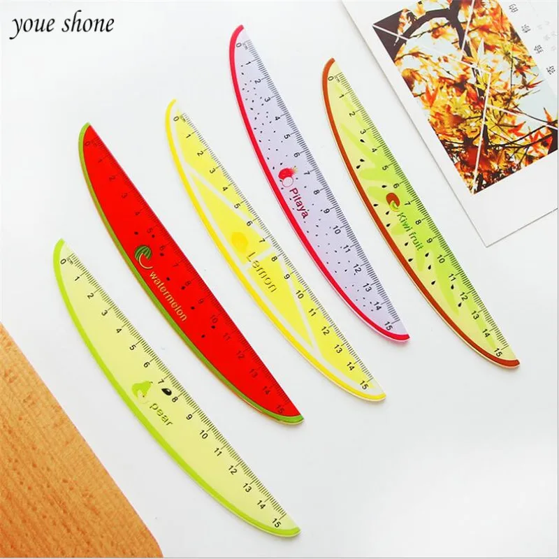 1Pcs/Lots Fruit Modeling Ruler 15Cm Primary School Students Stationery Watermelon Dragon Fruit Shape