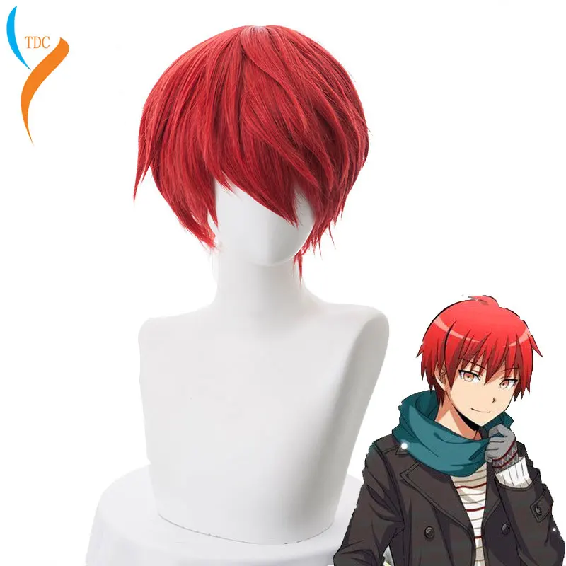 Assassination Classroom Karma Akabane / Akashi Seijuro / Sasori Short Flame Red Cosplay Wig Costume High Temperature Fiber