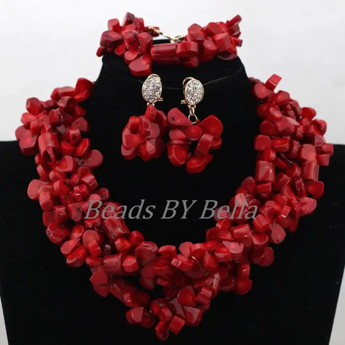 Imagem -04 - Colar Nigeriano com Miçangas Joia Tradicional para Casamento Colar Vermelho Africano Coral Contas para Noiva Abk183