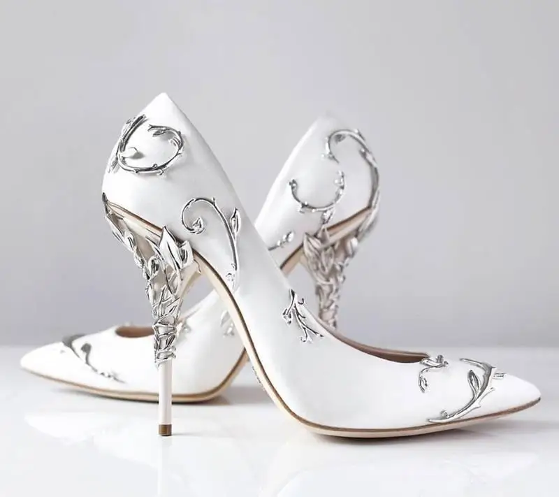 Bombas de seda para mulheres, estilo conciso, cor sólida, senhora do escritório, decoração de metal, sapatos de salto alto