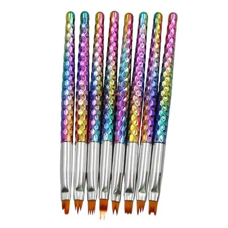 Wholesale Professional 50sets 8 style Mermaid Honeycomb Handle Nail Art Color change Gradient French Flower Drawing Painting Pen