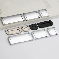Surface mounted dark silver drawer handle modern flip handle dark buckle buckle hand furniture hardware accessories