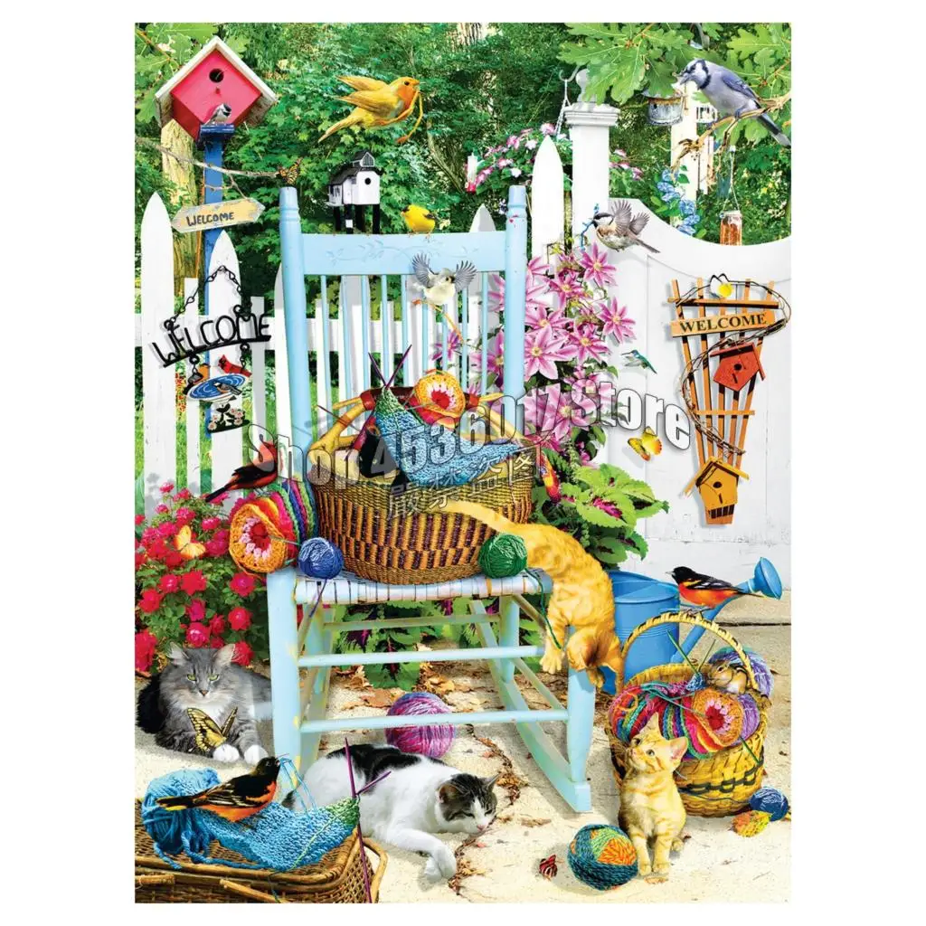 Full Square Drill 5D DIY Diamond Painting Knitting Chair Birds & Cats Embroidery Cross Stitch Mosaic Home Decor Gift Needlework