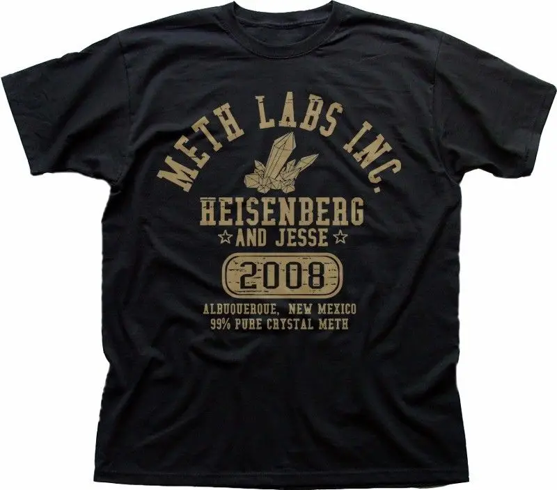 Camiseta negra de algodón 100% Breaking Bad Meth Labs Inc Walter Jesse Heisenberg, ropa de verano, gran oferta