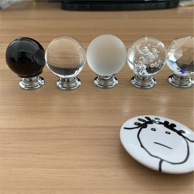 LCH 30mm Frosted Bubble Ball Crystal Knob Pumpkin Shaped Pull Cabinet Furniture Hardware Lotus Flower Handle