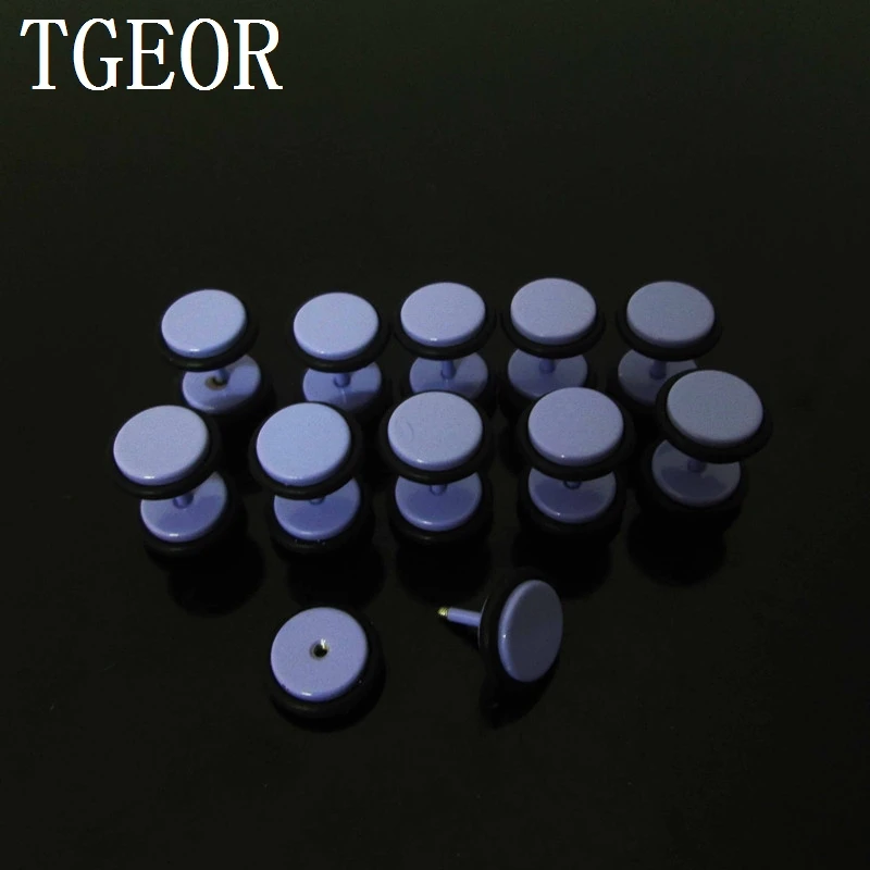 wholesale neon colors 1Pair=2pcs blue 8mm double rubber illusion cheaters stainless steel ear Fake Plugs