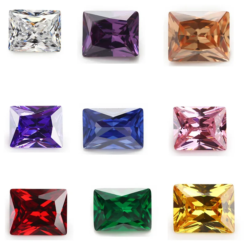 2x3~13x18 AAAAA Rectangle Shape Golden Yellow , Voilet,Olive , Purple, Black, Pink Cubic Zirconia Stone Loose cz