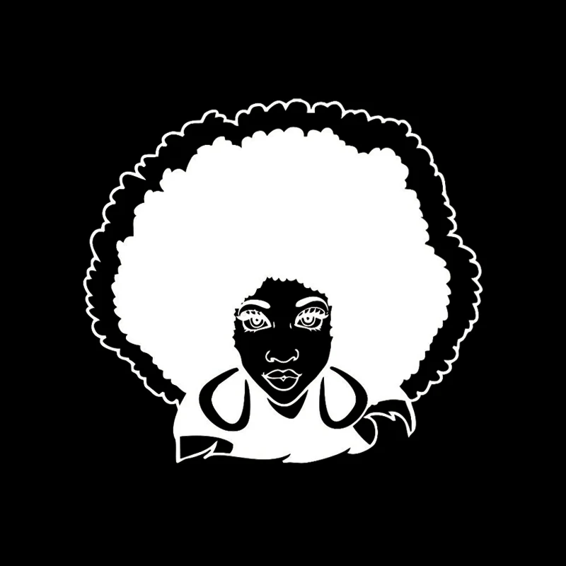 YJZT 14*12.7CM African Woman Girl Sexy Africa Salon Vinyl Decals Covering The Body Black/Silver C20-0106