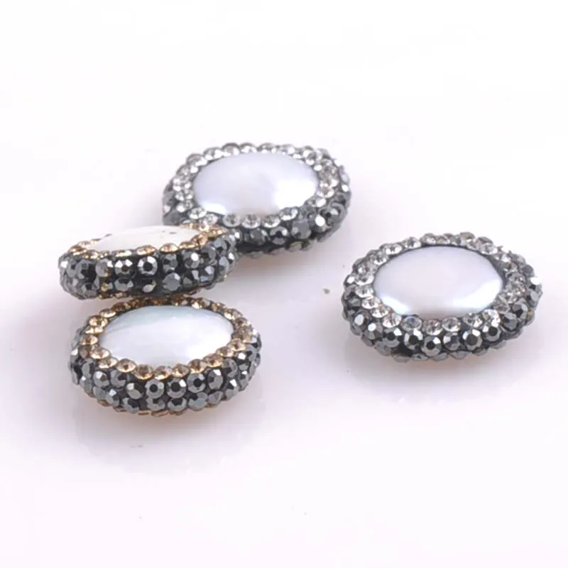 Pearl Natural Beads Crystal Flat Round Spacer beads for Jewelry making 1pcs 13-16mm 2pcs TRS0202X