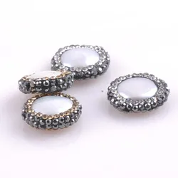 Pearl Natural Beads Crystal Flat Round Spacer beads for Jewelry making 1pcs 13-16mm 2pcs TRS0202X