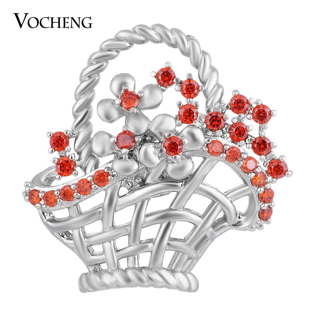 CZ Stone Vocheng Snap Charms 4 Colors 18mm Copper Material Flower Basket Button Vn-1412