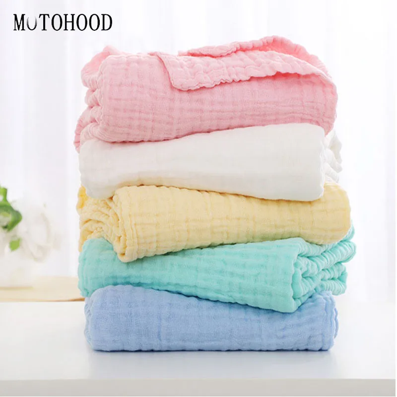 MOTOHOOD 100% Cotton Baby Blankets Newborn Super Soft Children Swaddle Wrap Thickening Bamboo Blanket For Kids Girls 110*110cm