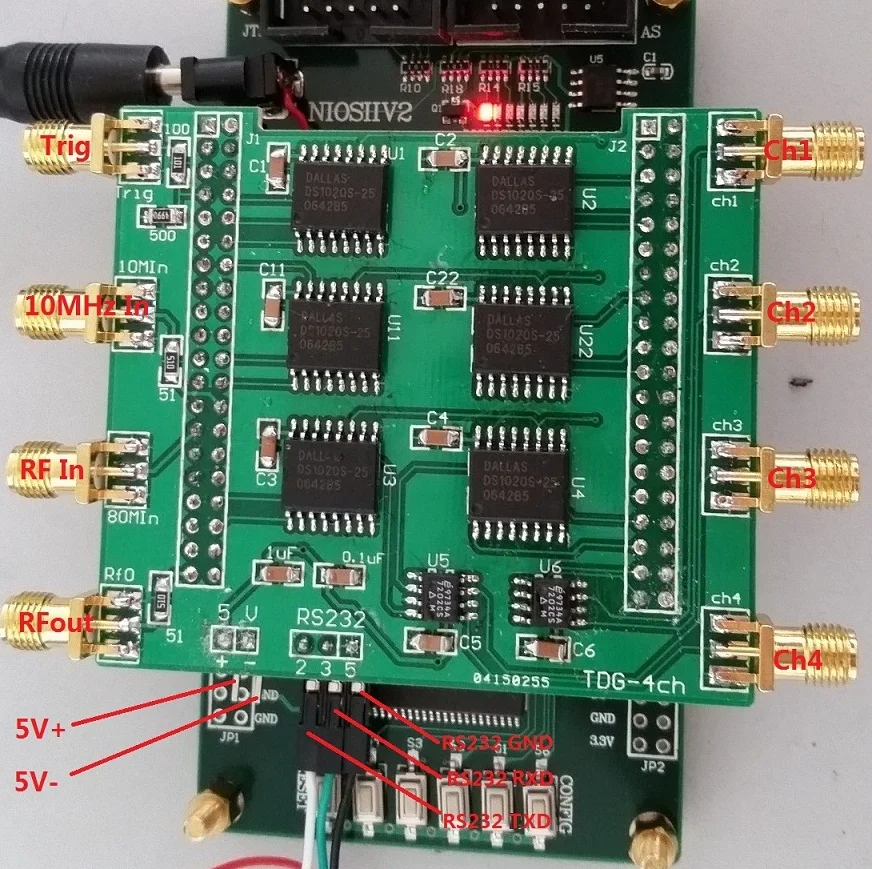 High precision delay signal generator module (RS232 command control, connected to a computer or microcontroller.