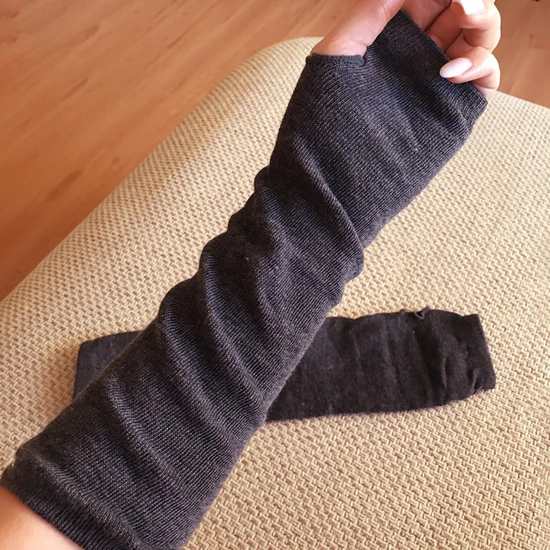 ฤดูหนาวฤดูใบไม้ร่วงมือข้อมือแขนแขนอุ่นผู้ชายผู้หญิงถัก Fingerless ถุงมือ Soft WARM Mitten ข้อศอกนวม