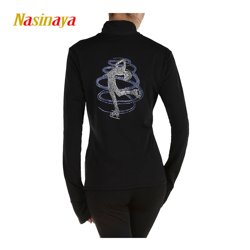 

Rhythmic Gymnastics Figure Skating Competition Training Jacket Women's Long Sleeve Zipper Top Patinaje Shiny Rhinestone