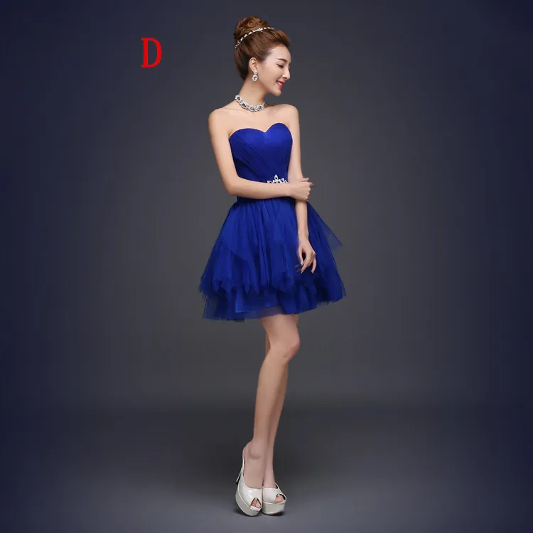 Robe de demoiselles d'honneur bleu royal, tenue courte, bon marché, nouvelle collection 2016