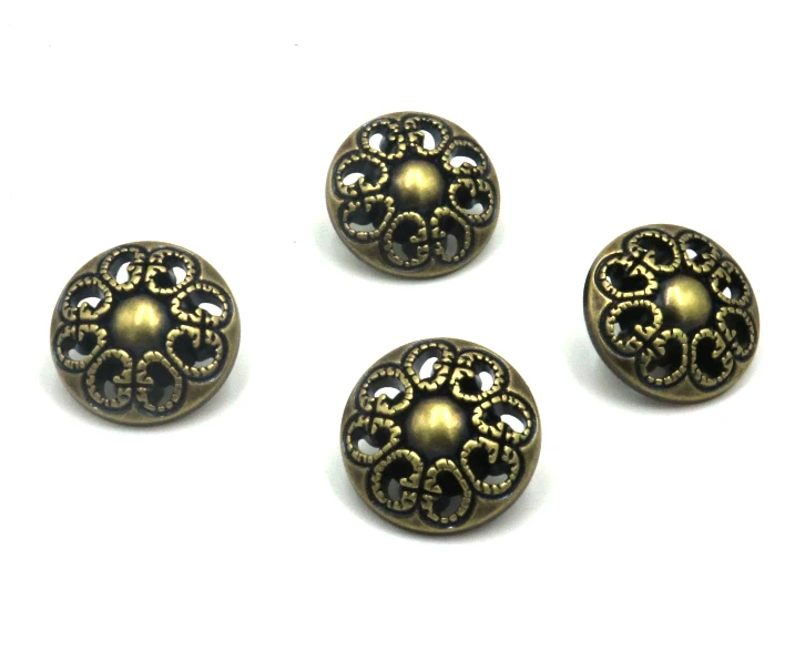 18mm Sewing Accessories Botones Decorative Buttons bronze flower hollow Coat Button Sweater 50 Pcs