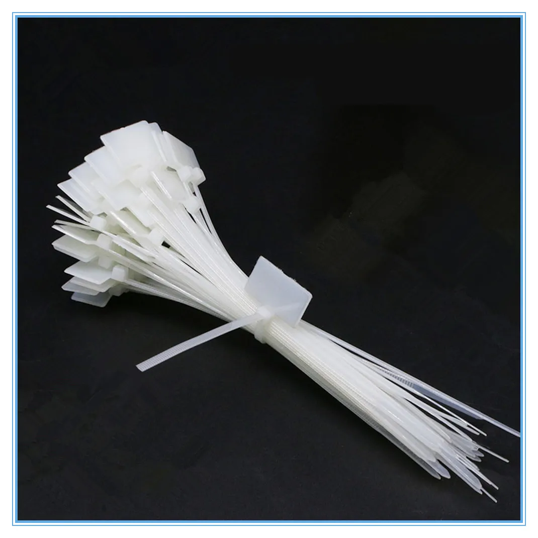 50 Pz Nylon Tie Tag Autobloccante Cavo di Rete Zip Trim Wrap Loop Cinghie Filo Label