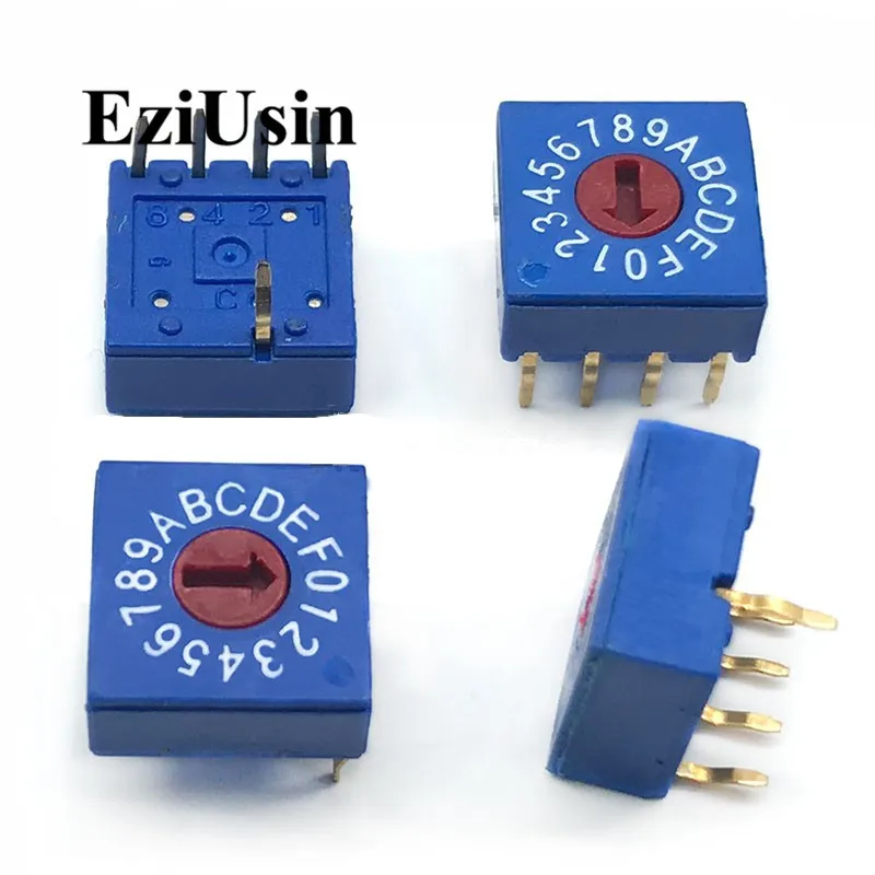 0-9 10 0-F 16 Rotary Coding Knob Switch DIP 5pins 8421C 0mm Shank 4:1 PCB  Switching 5p Blue  Anti-logic