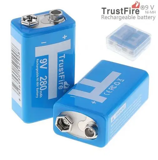 

9pcs/lot TrustFire 9V 280mAh Rechargeable Ni-MH Battery 9V PPP3 pilhas recarregaveis 9 volt NiMH batteries cell with storage box