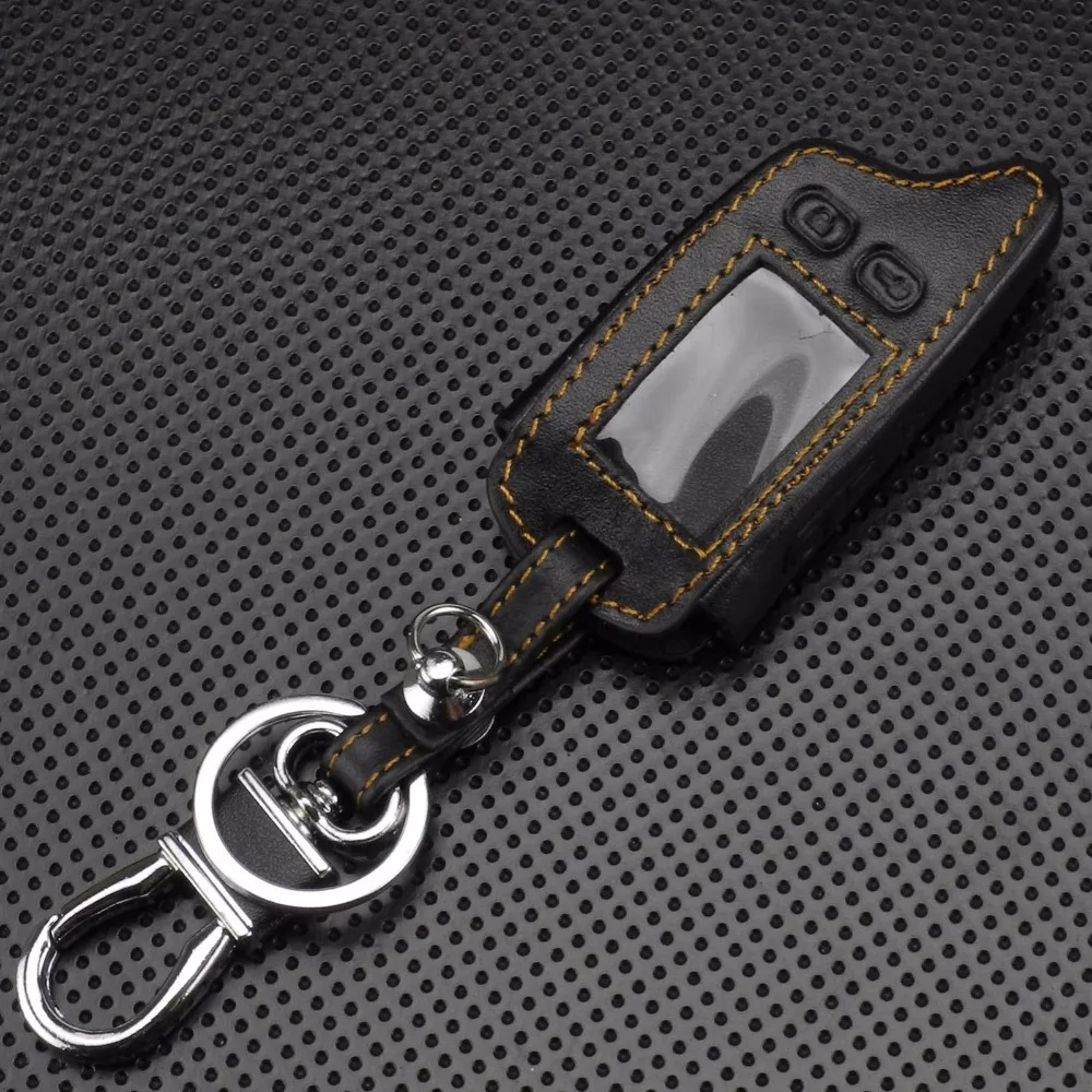 jingyuqin 5 Buttons Remote Leather Key Cover Case For Tomahawk TW9010 TW9030 Two Way Alarm System LCD Controller Keychain