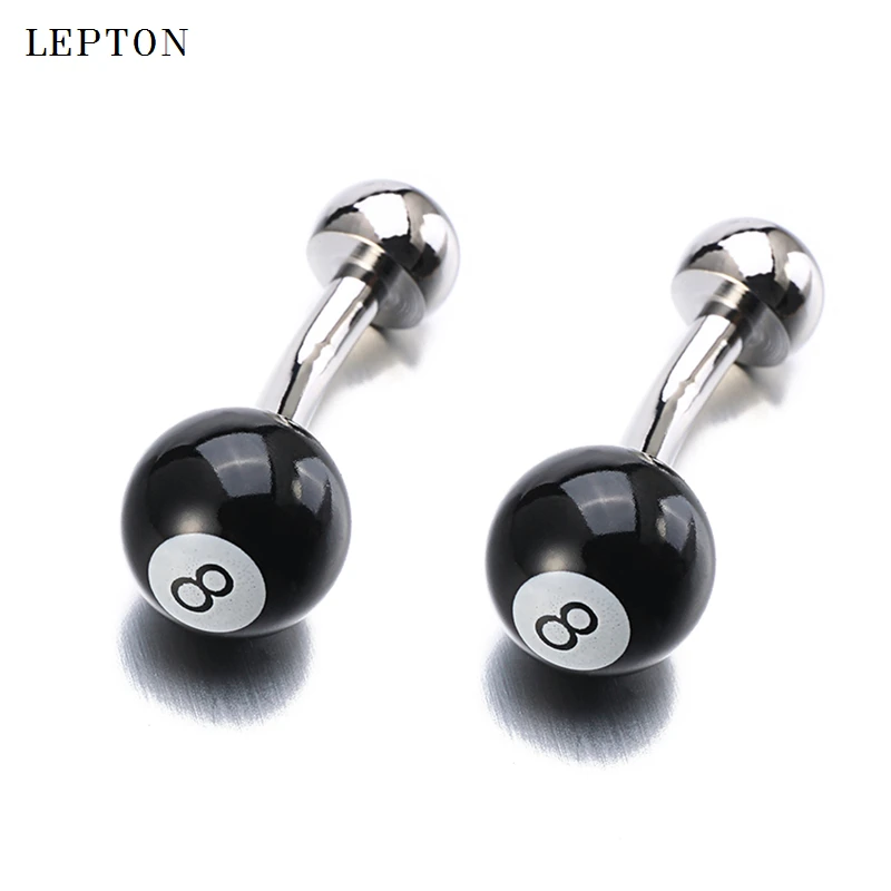 

2026 Men's Number 8 Black Ball Design Cufflinks Lepton Billiards Sport round Shirt Cuffs for Formal Occasions Box