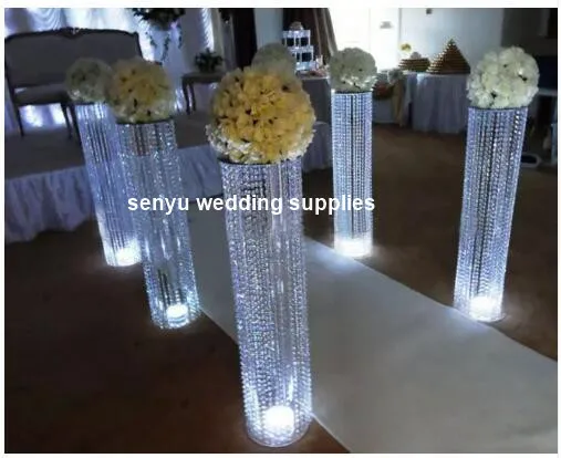 4-12pcs)110cm Events Decor  Gold Silver Acrylic Clear LED Table Flower Stand Lighted Centerpieces for Wedding  Party Supplies