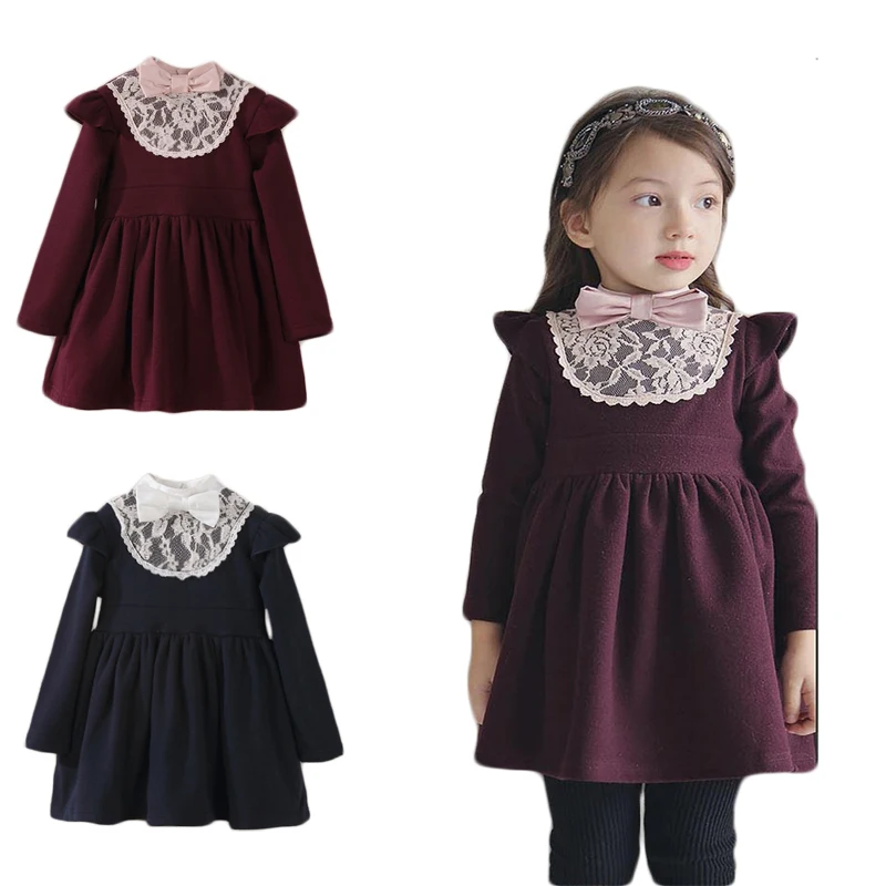 

toddler girl winter dresses baby little girls cotton warm princess dresses kids girl thick lace dresses bow 2 3 4 5 6 7 years