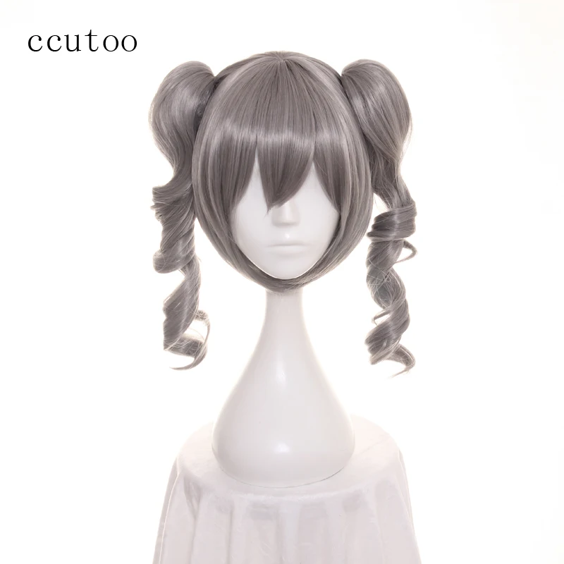 

ccutoo 14 "/35 см The Idol Master Золушка для девочек Канзаки Ранко серый вьющийся синтетический парик для косплея волосы с чипсами хвостики