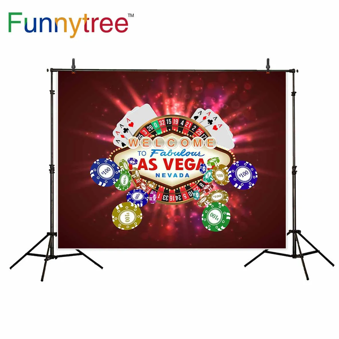 Funnytree Casino Roulette Playing Cards witn Falling Chips decoration background for photo new photographic backdrops