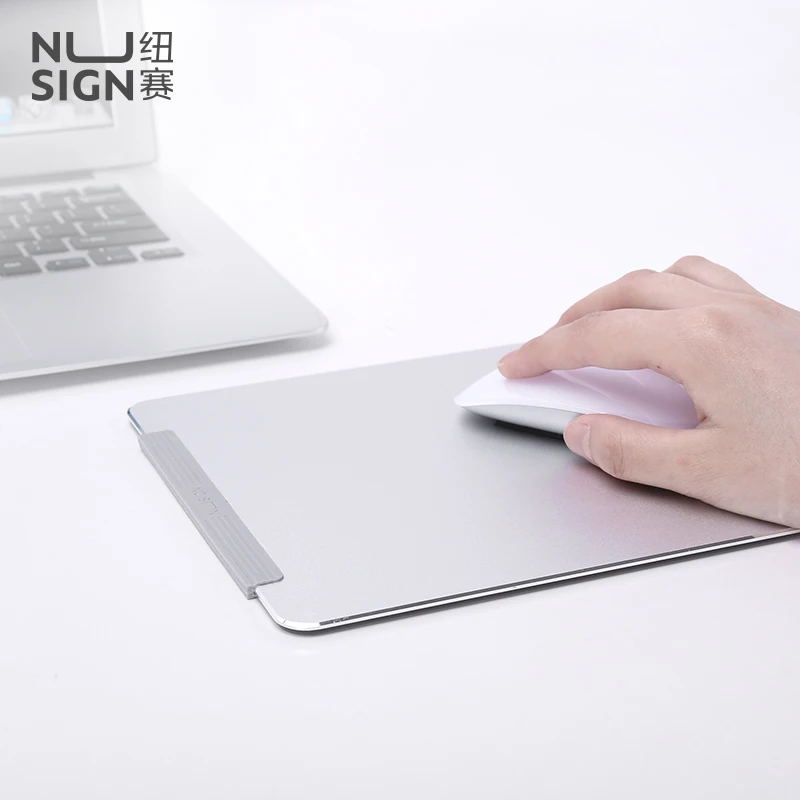 Deli Nusign NS816 New Style Metal Mouse Pad Europe Style Metal Mouse Cushion Two-sided Grinding Hand With Silica Gel Sheat