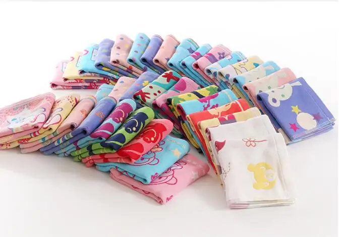 

10 pieces Three layers gauze super soft Hand Towels Adult Children cartoon face towel wholesales