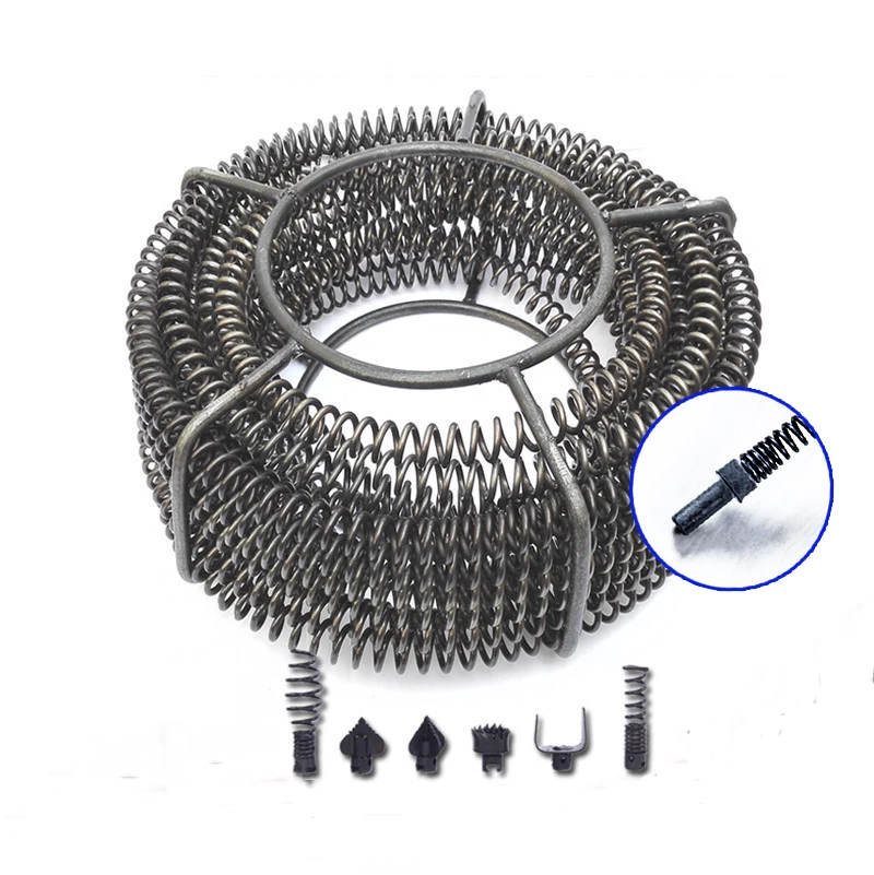 15 Meter Household Drain Pipe Dredger Brush Extension Compression  Set with Connector for Spring Cleaning And Sewer Dredging