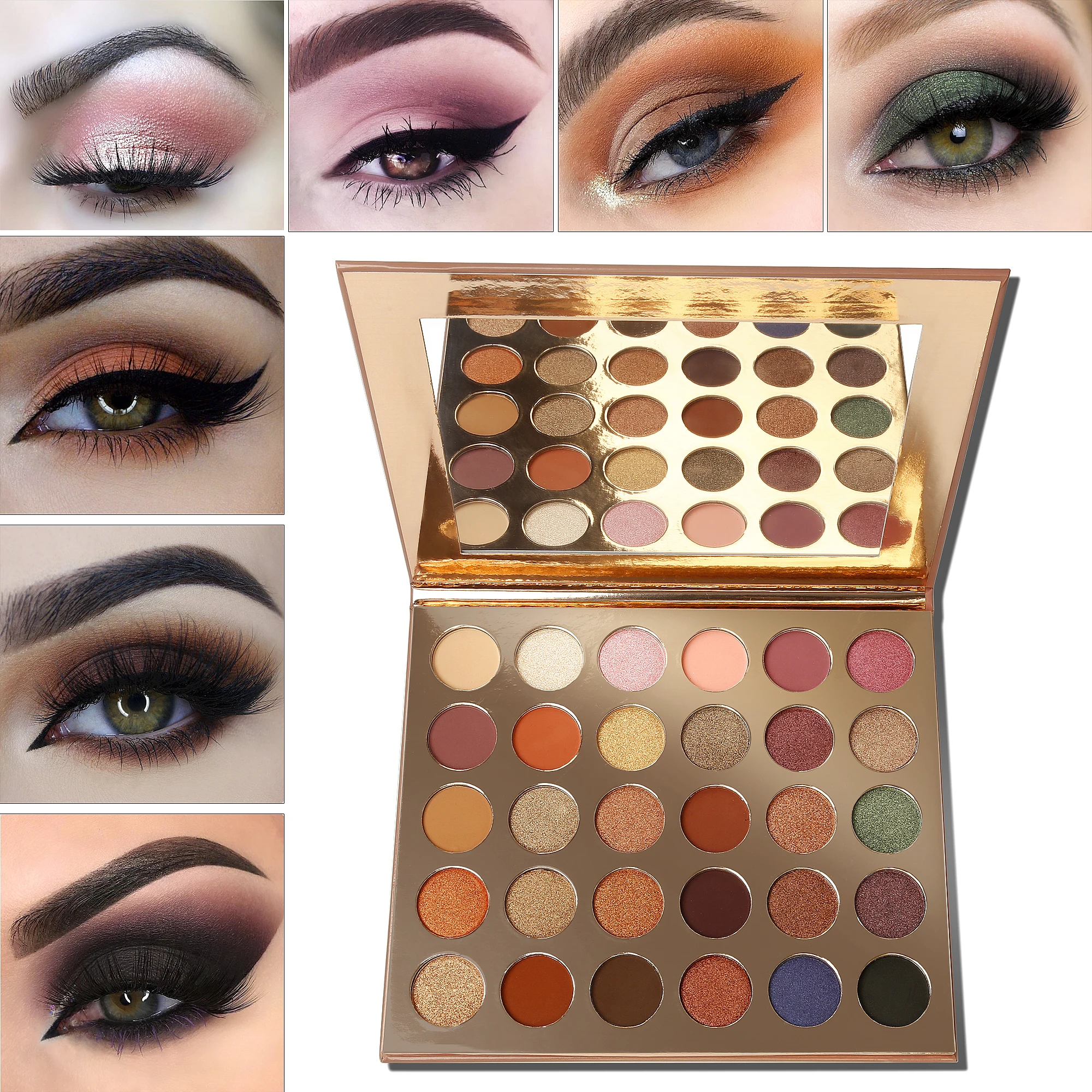 Neutral Eyeshadow Palette Warm Toned Shades Nude Bronze 30 Colors Matte Shimmer Makeup Eye Sahdow Private Label Cosmetics