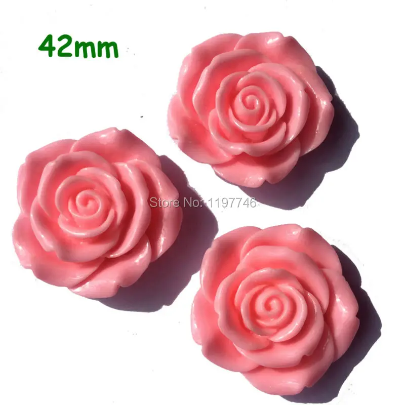 Big Rose Charms for Jewelry making 42mm 50pcs Resin Flower Charms Flatback Cabochons for DIY Decoration Rose Charms for Women