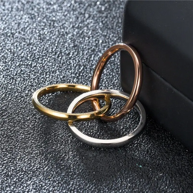 Wholesale Jewelry --  316L Titanium steel 3 Round Rings for Women Men no Fade mix Gold Color