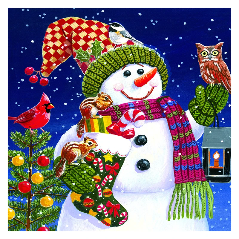 Full Round Diamond mosaic 5D DIY Diamond painting Cross stitch Full Square Diamond embroidery snow man birds owl squirrel tree