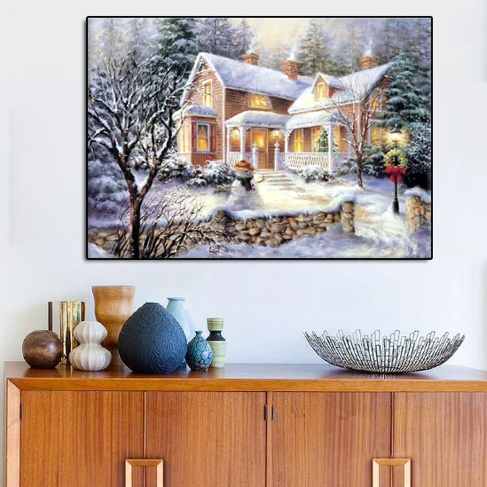 3D DIY Diamond Painting Cross Stitch Snow Scenery Homer Decorative Needlework Diamond Embroidery Diamond Mosaic Sales Handcraft