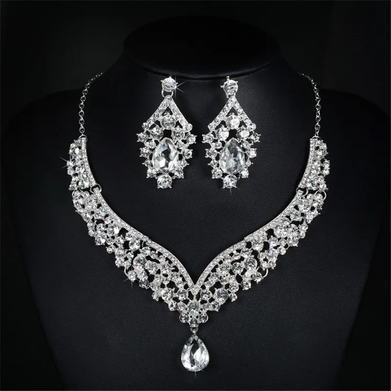 Earring and necklace sets shine AAA cubic zirconia & austrian crystal wedding jewelry sets for brides fashion elegant gift D022