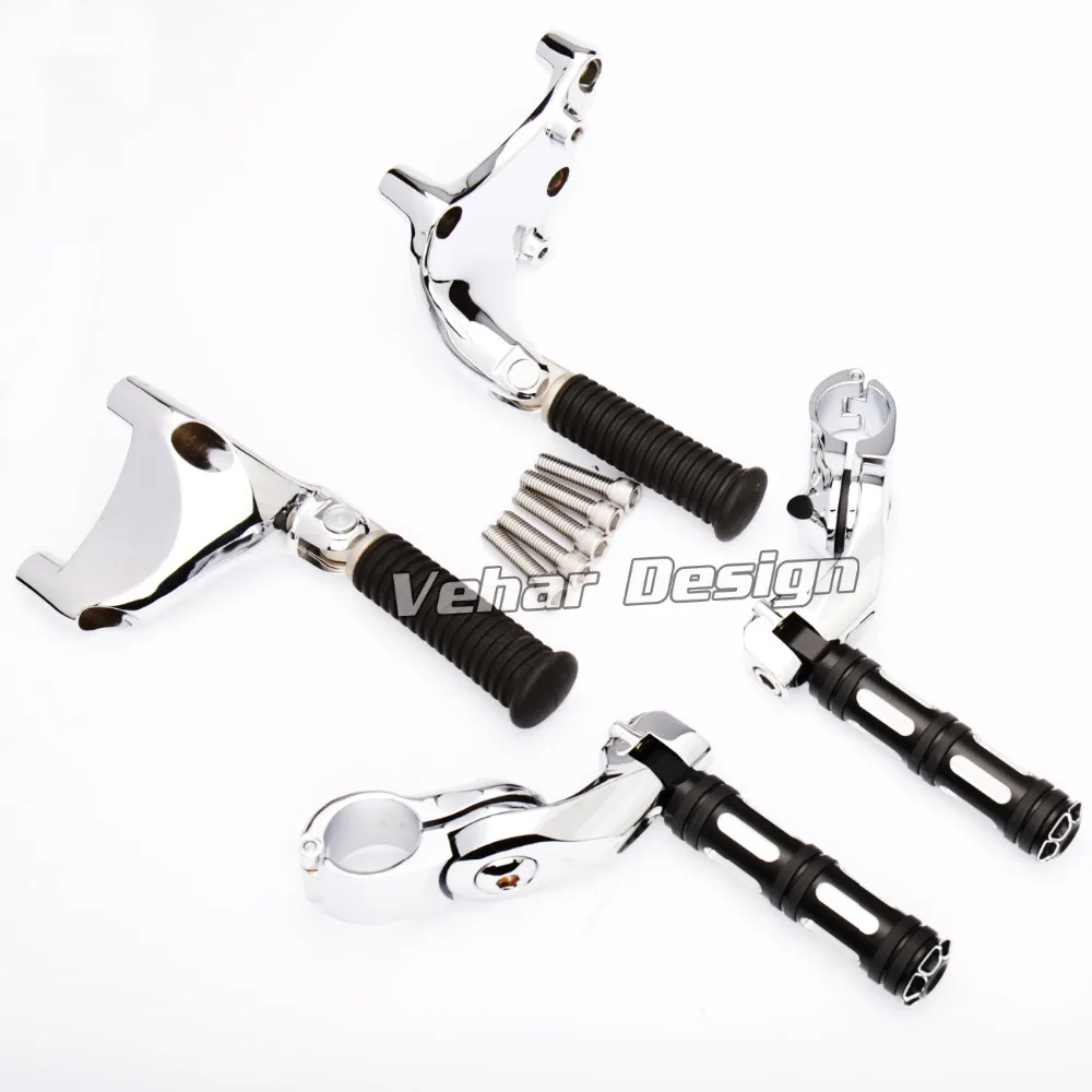 Angled Adjustable Highway Pegs Mount Kit With Rear Passenger Foot For Harley 883 1200 14-16