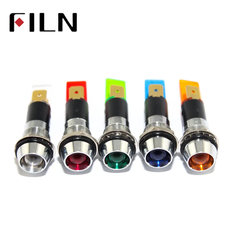 

FILN 10mm 6v 24v 110v 220v indicator light red yellow blue white metal led computer signal lamp